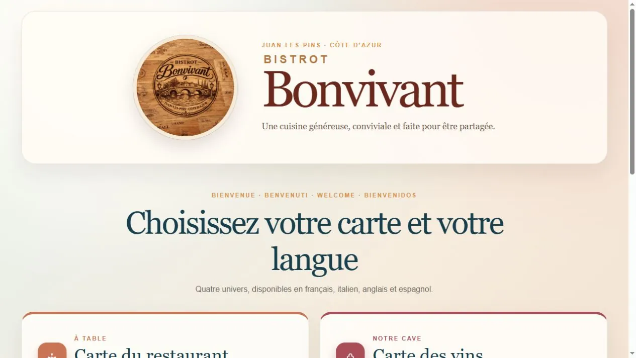 Réalisation Art Pub pour Bistrot Bonvivant